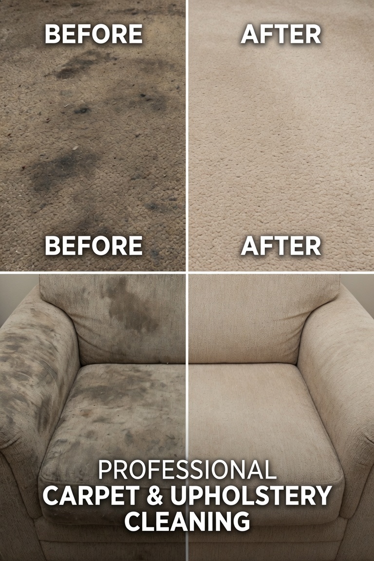 Sofa and carpet before and after stain removal โ RCA Upholstery and Carpet Cleaning